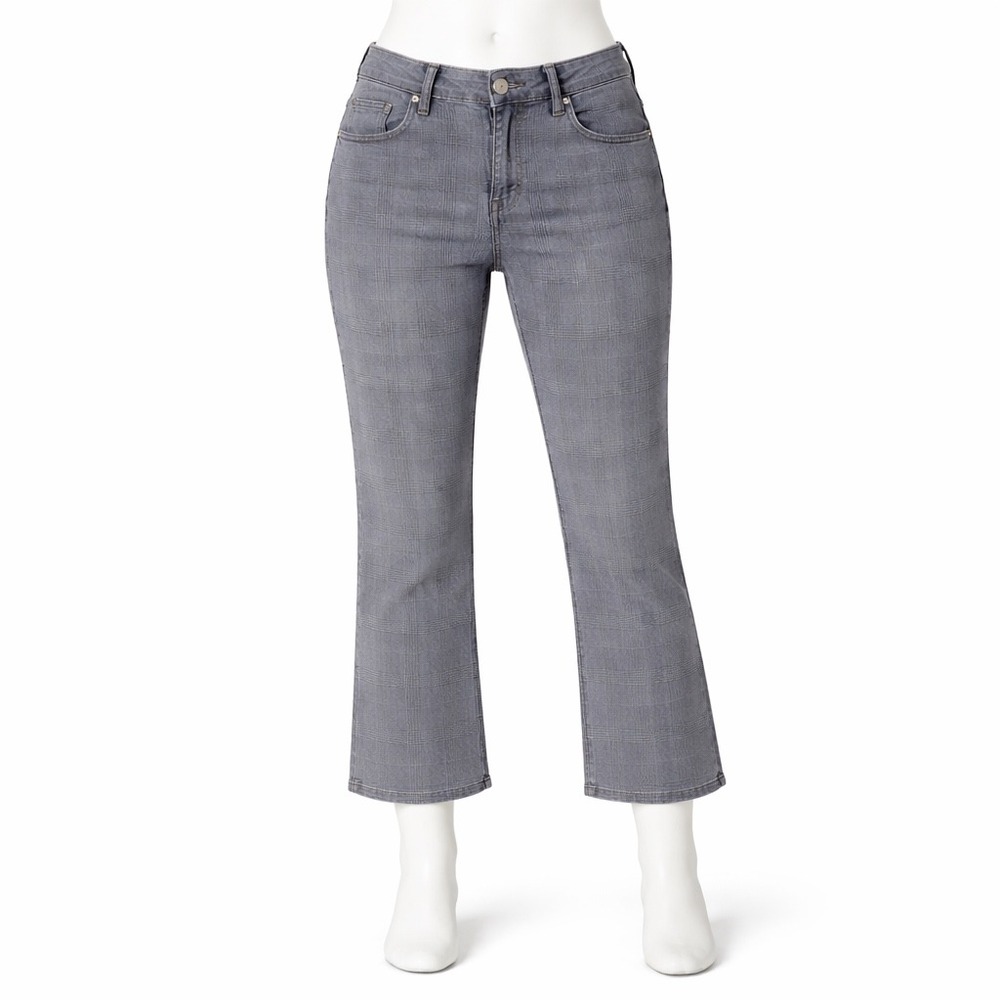 FRAME Le Crop Mini Boot Women 28 Grey Plaid Glen Check High Rise Cropped Jeans